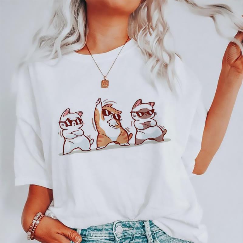 Three Cartoon Bunny Print Summer T-Shirt  |   T-Shirts Clothing T-Shirts