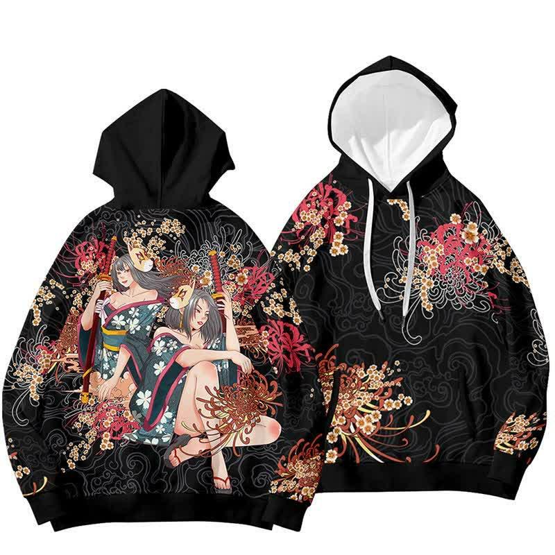 Vintage Anime Fox Equinox Flowers Print Hoodie  |   Sweatshirts & Hoodies Clothing Hoodie