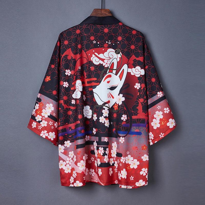 Vintage Anime Print Kimono Outerwear Sun Protective  |   Outerwear Clothing Outerwear