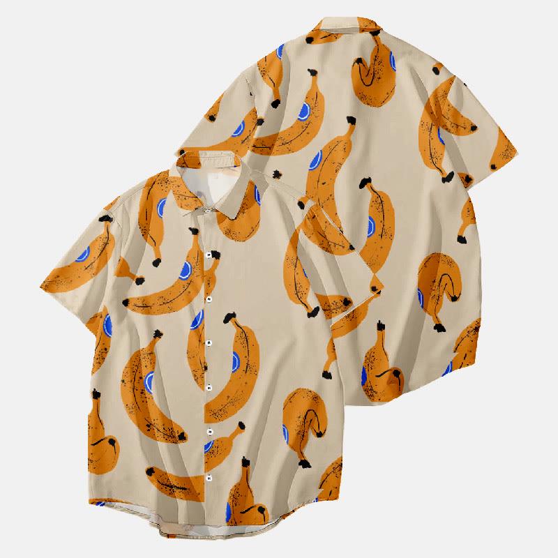 Vintage Banana Print Casual T-Shirt  |   T-Shirts Clothing Orange