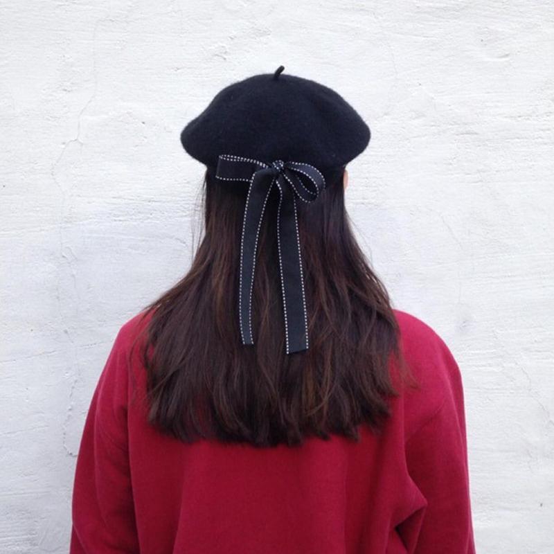 Vintage Bow Beret Hat  |   Hats & Scarfs Accessories Black