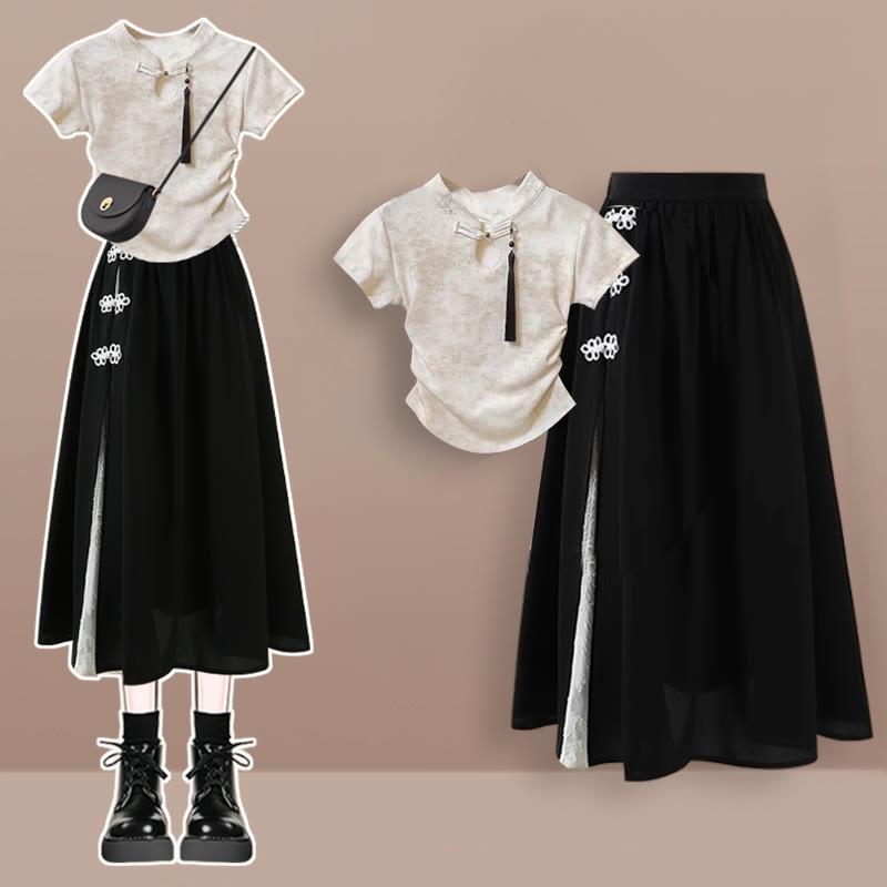 Vintage Buckle Shirt High Waist Skirt  |   Skirts Clothing Dress A