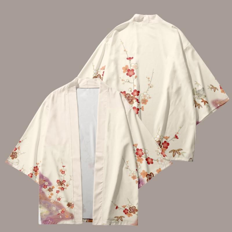 Vintage Cherry Blossom Pattern Cardigan Kimono Outerwear  |   Outerwear Clothing Beige