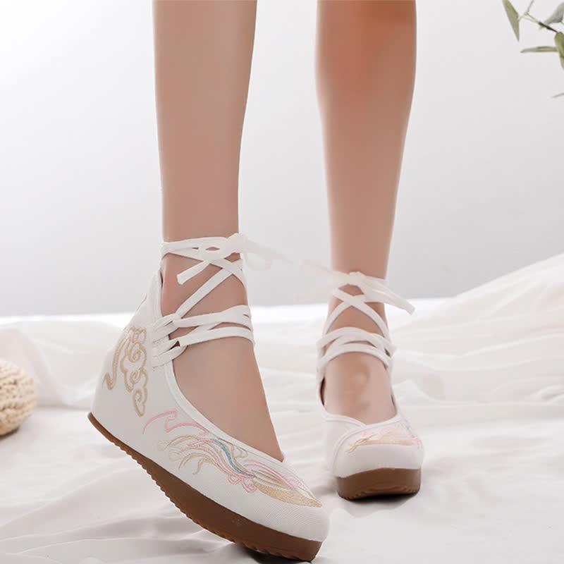 Vintage Cloud Embroidery Canvas Flats Shoes  |   Sneakers Shoes Apricot(Buckle)