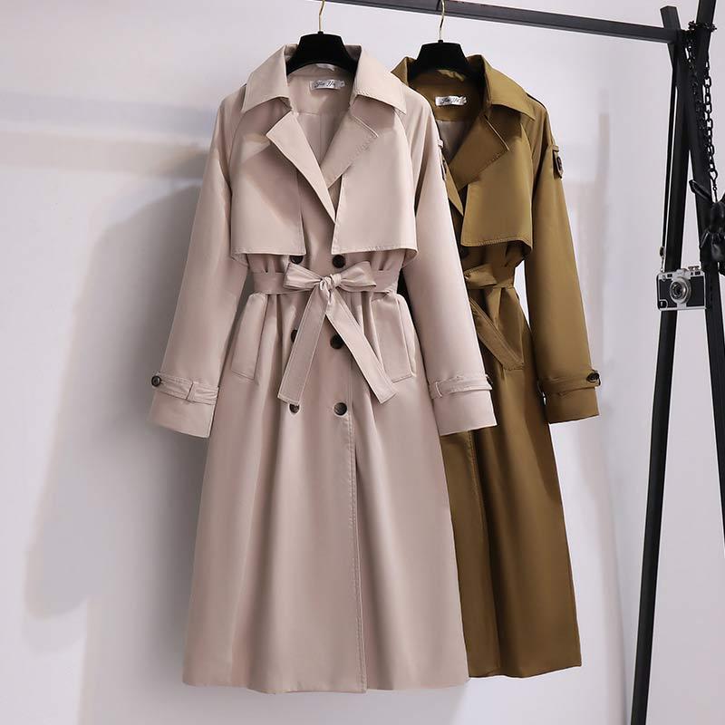 Vintage Double Button Belted Trench Coat  |   Outerwear Clothing Apricot