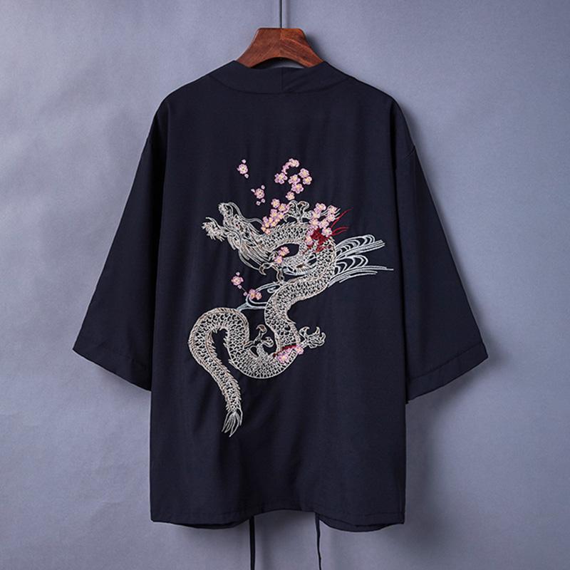 Vintage Dragon Chinese Embroidery Kimono Outerwear Sun Protective  |   Outerwear Clothing A