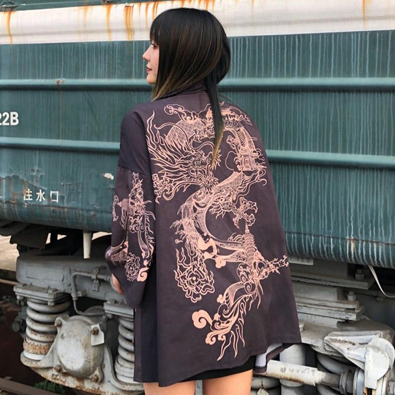 Vintage Dragon Print Kimono Outerwear  |   Outerwear Clothing Outerwear