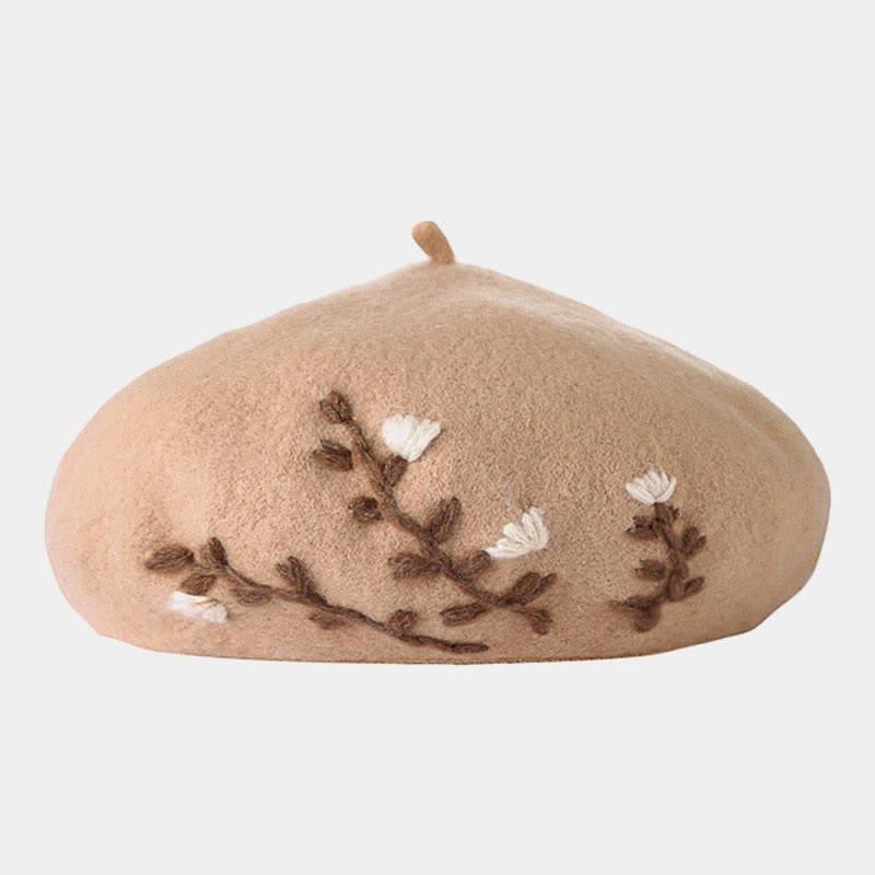 Vintage Floral Embroidery Beret  |   Hats & Scarfs Accessories Black