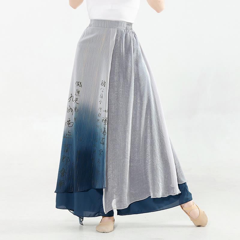 Vintage Gradient Letter Print Splice Pants Bell Sleeves Top Two Pieces  |   Pants Clothing Pants