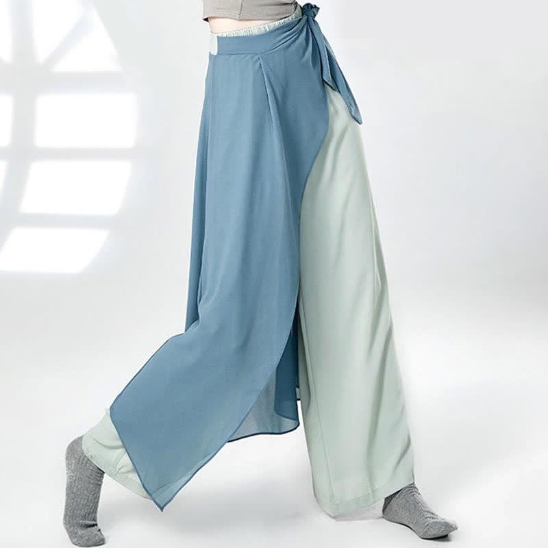 Vintage Lace Up Flowy Wide Leg Casual Pants  |   Pants Clothing Blue