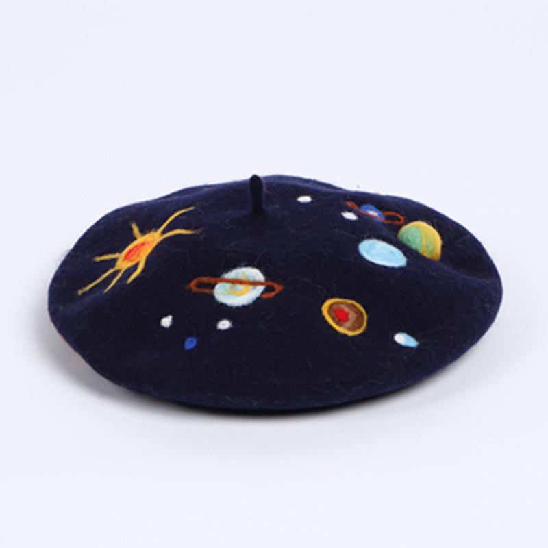 Vintage Planets Embroidery Beret  |   Hats & Scarfs Accessories Hats & Scarfs