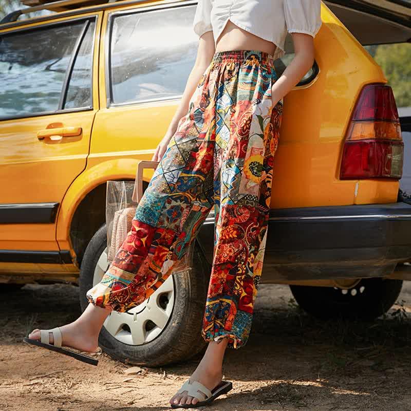 Vintage Printed Boho Hippie Loose Harem Pants  |   Pants Clothing Pants