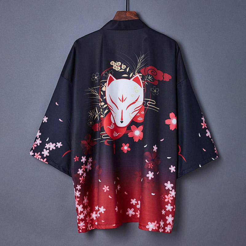 Vintage Sakura Fox Print Kimono Outerwear  |   Outerwear Clothing A