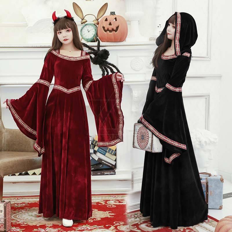 Vintage Witch Cosplay Vampire Velvet Dress  |   Dresses Clothing Black