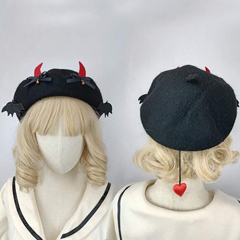 Chic Bat Wings Lolita Beret  |   Hats & Scarfs Accessories Balck A