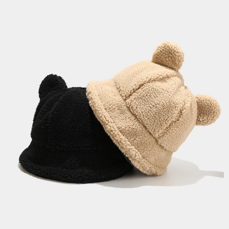 Cute Bear Ears Woolen Fisherman Hat Warm  |   Hats & Scarfs Accessories Black