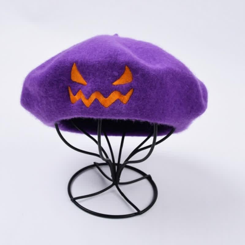 Ghost Smlie Face Print Beret  |   Hats & Scarfs Accessories Black