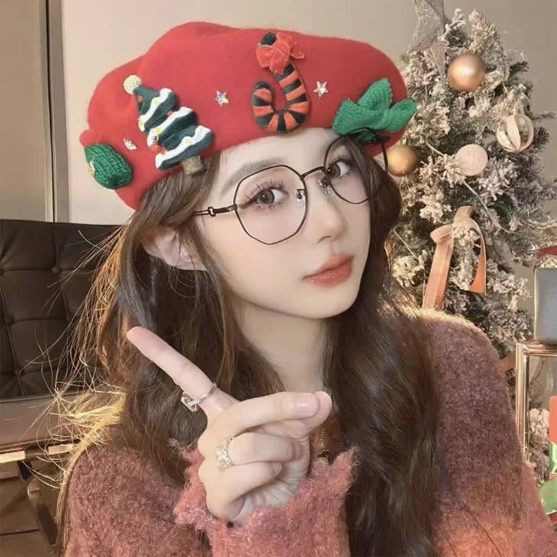 Kawaii Christmas Beret Hat  |   Hats & Scarfs Accessories Beige