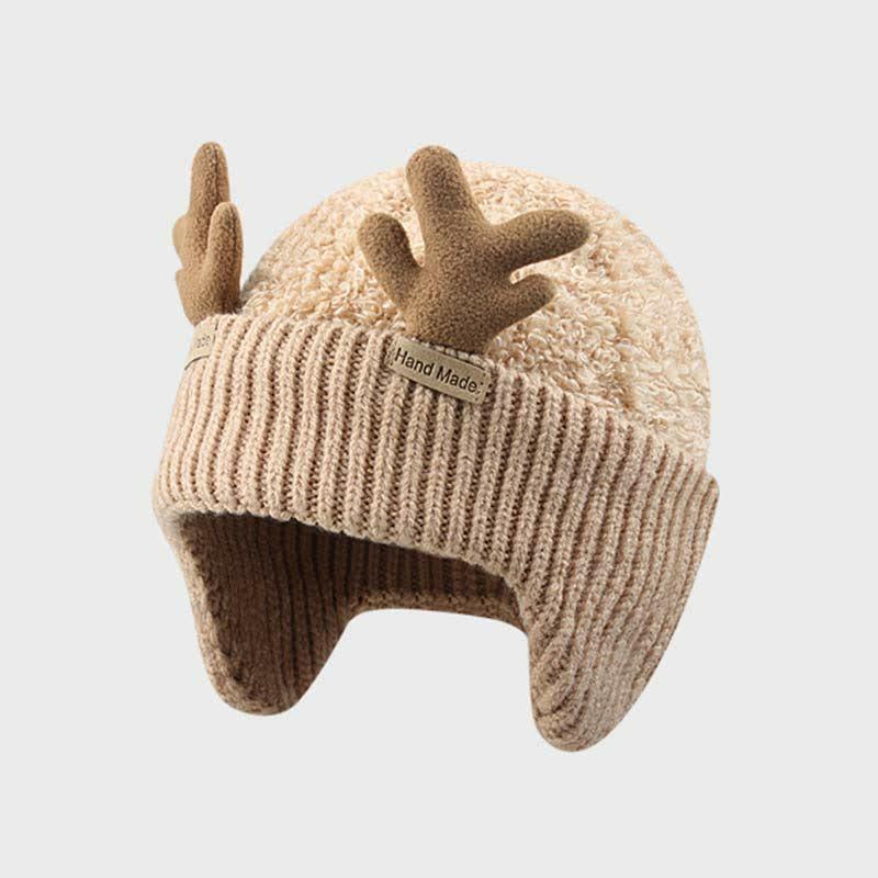 Lovely Cartoon Deer Antler Knit Plush Hat  |   Hats & Scarfs Accessories Black