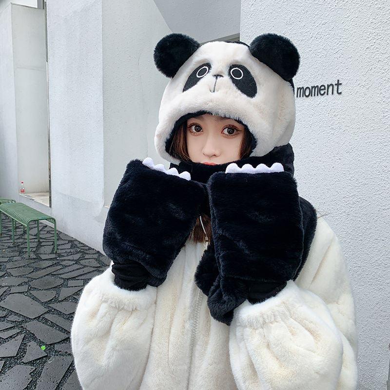 Lovely Panda Hat Scarf Gloves Warmer  |   Hats & Scarfs Accessories Black