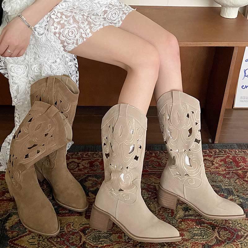 Pure Color Hollow Out Platform Boots  |   Boots Boots Apricot