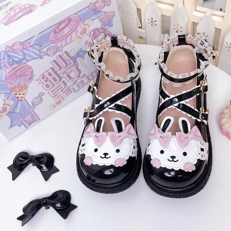 Round Toe Bunny Lolita Mary Janes Shoes  |   Mary Janes & Flats Mary Janes & Flats Black