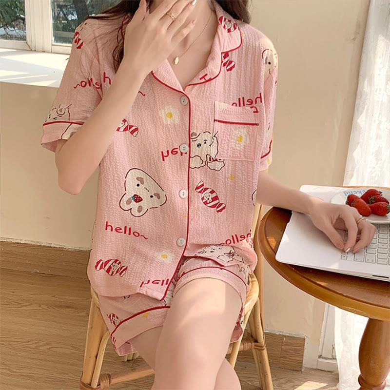 Bunny Print Summer Pajamas Set  |   Pajamas Clothing Pajamas